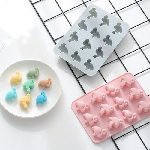 12 Holes Flamingo Mold Cookies Fondant Decorating DIY Cake 3D Soap Maker Cupcake Chocolate Mould Silicone Tray Ice Cube