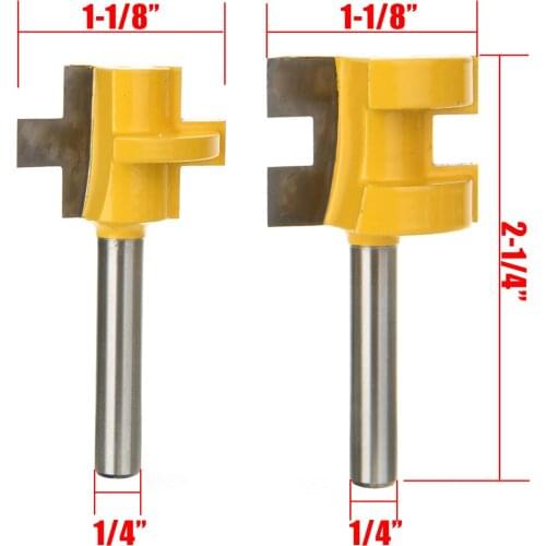 2PCS Carbide Steel Woodworking Router Bit Milling Cutters Tongue And Groove Router Bits 1/4" Shank Wood Chisel Cutter