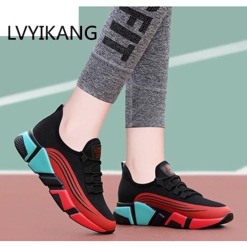 2019 Women Casual Shoes Fashion Breathable Walking Mesh Lace Up Flat Shoes Sneakers Women Tenis Feminino Vulcanized Shoes