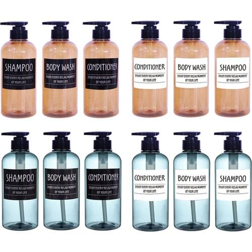 300ml/500ml Refillable Bottles Shampoo Lotion Hand Body Soap Dispenser Bottle Hand Press Soap Container Case for Shower Gel 3PCS