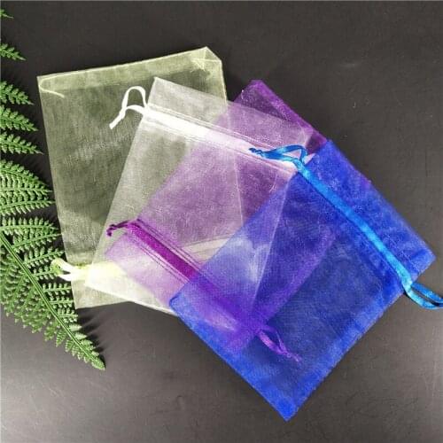 50pcs 10x15Cm Drawable Organza BagsWedding Gift Organza Sheer Gauze Element Bags Jewelry Packing Bags Wedding Pouches 5zSH314