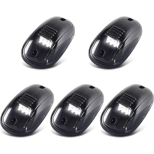 9 LED White Cab Roof Top Marker Running Clearance Light for Ford Dodge Ram Toyota Trucks SUV POV Pickup, Black 5 PCS