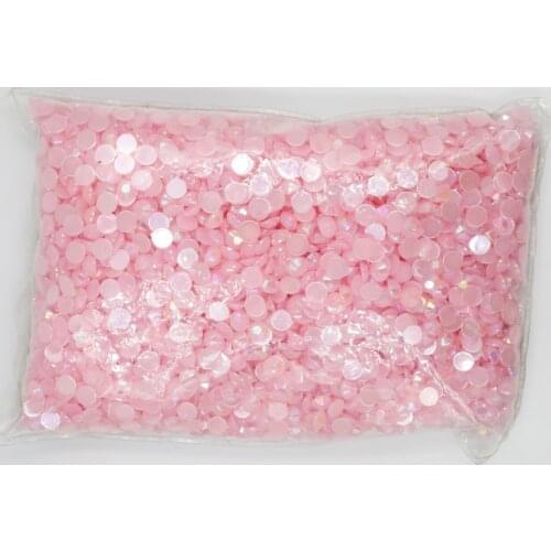 Jelly LT.Rose AB Color 1.5~7mm Flat Back Round Acrylic Rhinestones Beads,3D Acrylic Nail Art / Garment Decoration