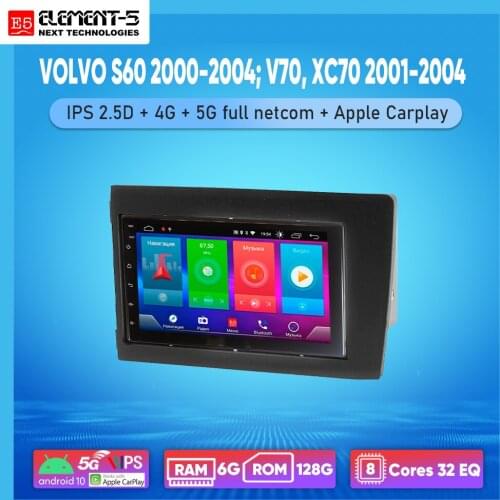 ELEMENT-5 7" 6G+128G Android 10 4G 5G WIFI RDS DSP Car Radio For VOLVO S60 2000-2004; V70, XC70 2001-2004, Navigation GPS HiFi