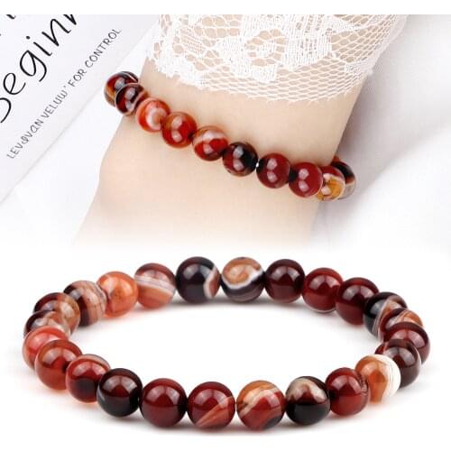 Natural Stone Agates Bracelets Multicolor 8mm Onyx Beads Chakra Stretch Energy Bracelet & Bangle Women Yoga Healing Jewelry Gift