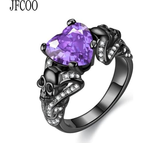 Skull Heart Crystal CZ Gothic Rings For Women Personality Ring Jewelry Dropshipping