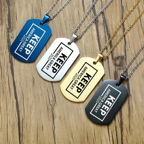 Keep America Great 2020 necklace men stainless steel simple black chain necklace Nameplate big necklace gift jewelry on the neck