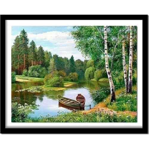 DIY diamond painting landscape handmade full diamond embroidery lake forest 5d square diamond full paste pattern Beads