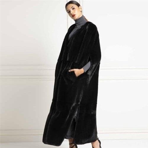 Long Black Real Mink Fur Vest High Quality 2021 New Woman Trendy Full Pelt Genuine Mink Fur Vest Outwear Natural Woman Fur Gilet