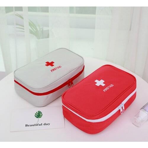 Red/Grey First Aid Storage Bag, Large On-board First Aid Kit Organizer, Outdoor Travel Camping Emergency Survival Case