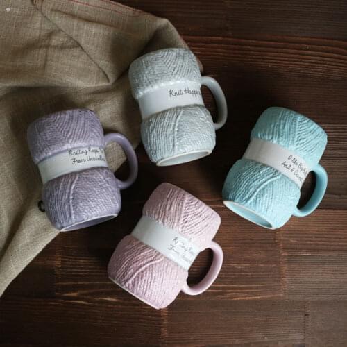 Creative Ceramic Mug Colorful Wool Candy Milk Coffee Cup Office Mugs Home Drinkware Microwave Oven Handgrip Cups Exquisite Gift