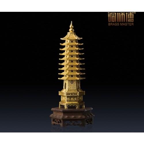 Copper master copper ornaments "student tower of Wenchang (DRC)" Home Furnishing crafts gold gold paste system