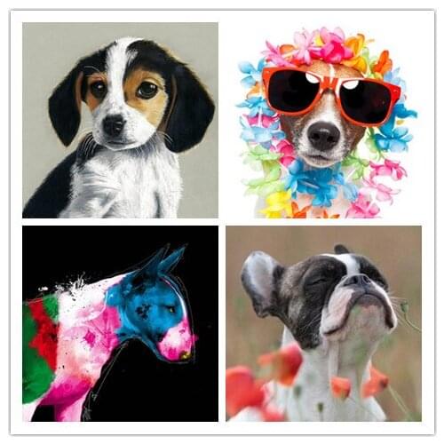 New 5D DIY Diamond Painting Complete Embroidery Animal Lucky Cute Dog Cross Stitch Mosaic Set Home Decoration Children Gift