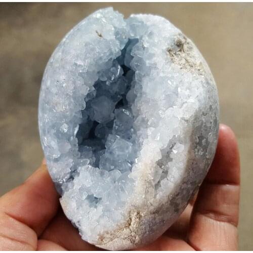 Natural Crystal Sparkling Blue Celestite Geode Mineral Specimen