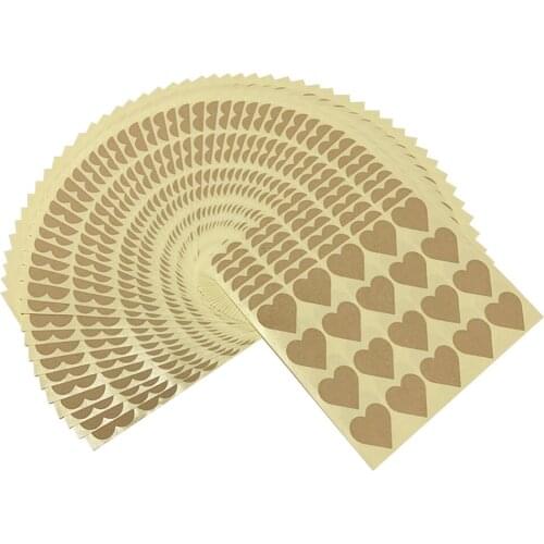 Wholesale 1000Pcs Blank Kraft Paper Adhesive Gift Sticker Heart/ Round/Flower Shaped For Bakery Present Sealing And Packaging