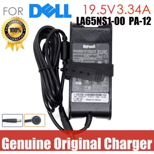 Original 19.5V 3.34A 65W AC Adapter Charger for Dellinspiron M101z-1120 1400 1420 14-3446/3449/3445/3443 14-3442 14-5442 14-5445