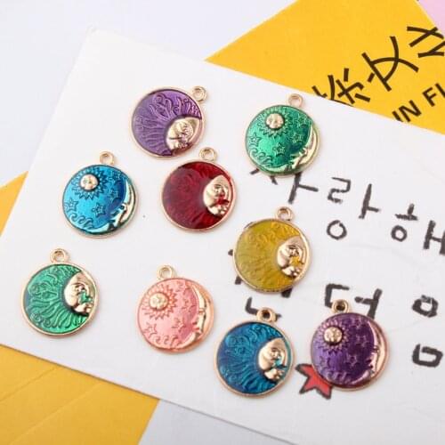 10pcs/lot Beautiful Sun Moon 22mm Enamel Charms Pendant Fashion Jewelry Accessories fit Bracelet Necklace