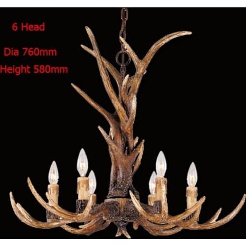 Europe Country 6 Head Candle Antler Chandelier American Retro Resin Deer Horn Lamps Home Decoration Lighting E14 110-240V
