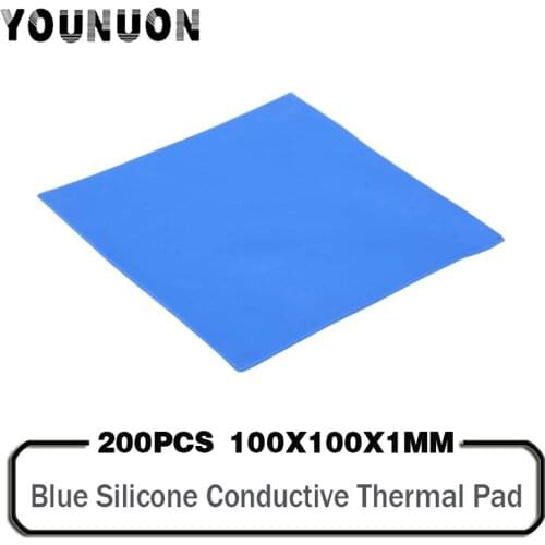 200 Pieces 100x100x1mm Slicone Thermal Pad 100*100*1mm for GPU CPU IC Chip Computer Cooling Pad Heatsinks Pad