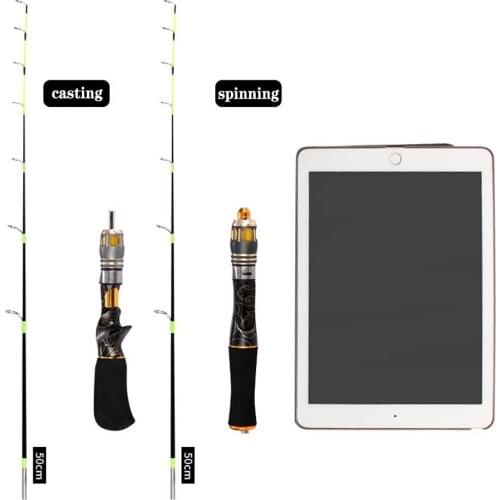 Lightweight Ice Fishing Rod 50cm/70cm Fiberglass Boat Raft Winter Fishing Pole 2 Section Soft Tail Portable Spinning Casting Rod