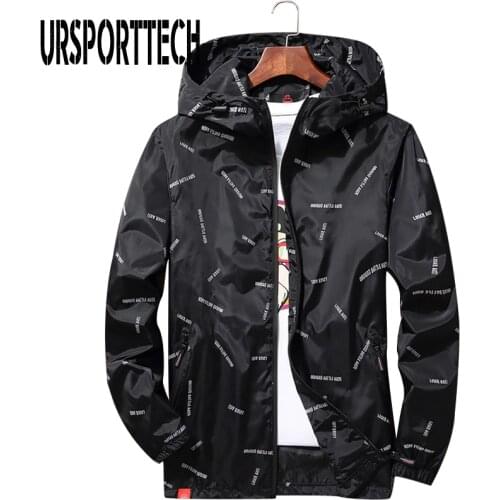 Spring Mens Thin Jacket 2019 Autumn Plus Size 8XL 10XL Hooded Windbreaker Mens Coat Casual Loose Letter Print Jackets And Coats
