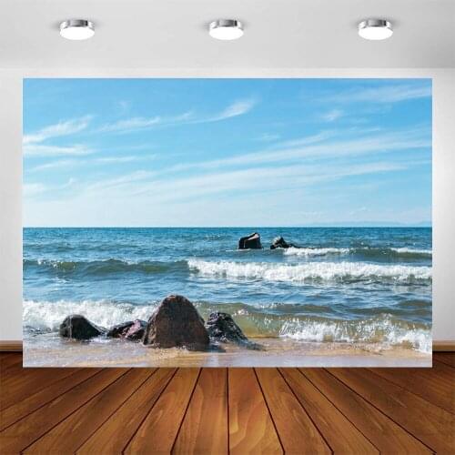 Yeele Seaside Landscape Stone Backdrop Photography Sea Wave Blue Sky and Clear Water Background For Photo Studio Photophone