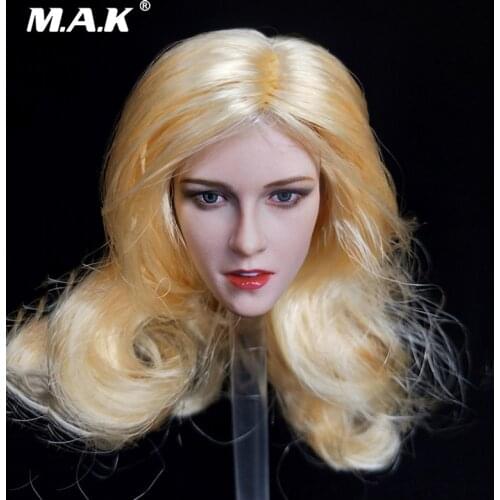 1:6 Kristen Stewart Female Head Scuplt Blond Curls Hair for 1/6 Scale Woman Figure Body Accessory