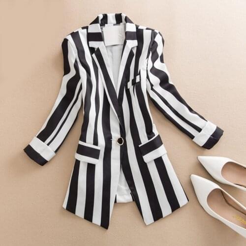 Small Suit 2021 Spring Summer Women Blazers Coat New Ladies Temperament Casual Striped Jacket
