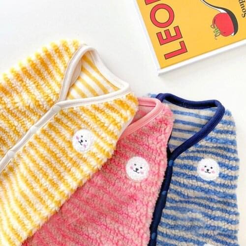 Winter Cute Dog Clothes Stripes Fleece Dog Coats Sweater For Puppy Small Medium Dogs Sweatshirt Jacket Warm Chihuahua Outfit