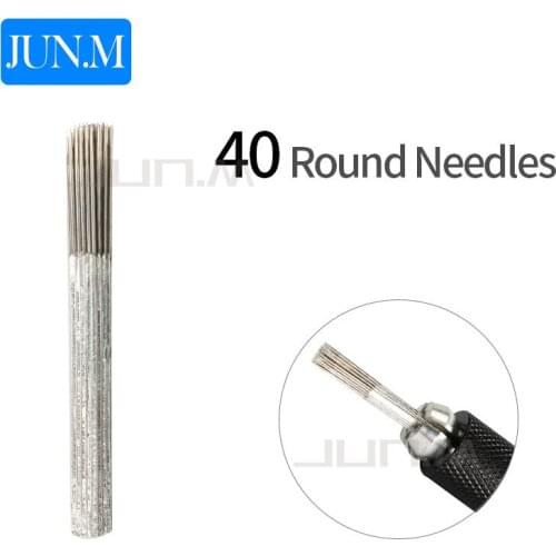 10Pcs/Lot Permanent Make Up 40Pins Round Needle Blades Microblading For Tebori Eybrow Manual Pen 3D Embroidery
