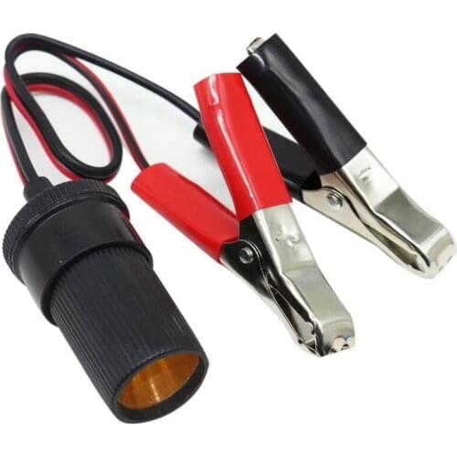 12V Battery Terminal Car Cigarette Lighter Socket Female Adapter Cigarette Splitter Plug Extension Cord with Battery Alligator
