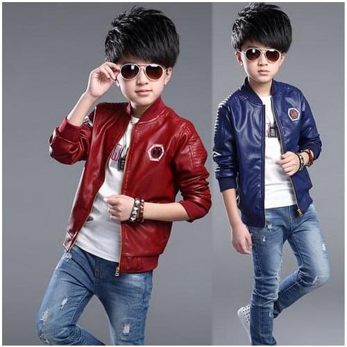 2017 Hot! new fashion brand childrens clothing, British wind scoop Popular boy leather jacket Coat locomotive Zipper outwear