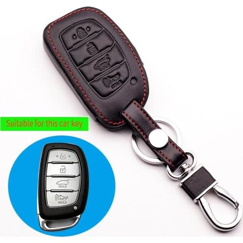 2017 Newest Hot sale Car Genuine Leather Case Cover fob for Hyundai 4 button remote control protect shell starline a93