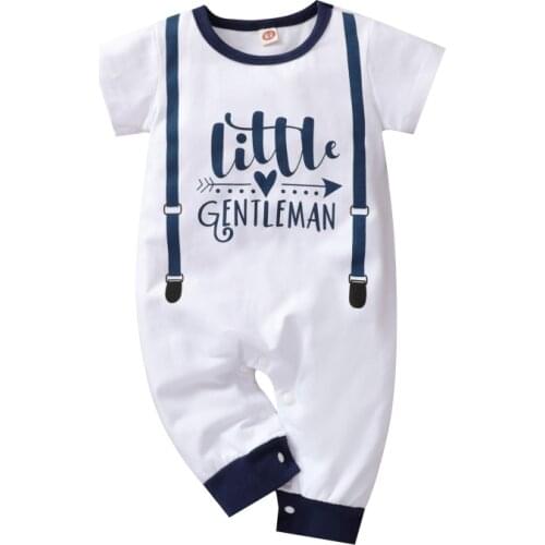 2021 Summer Newborn Baby Boys Girls One-Piece Rompers Infant Letter Print Short Sleeve Jumpsuit O-neck Cartoon Pajamas 0-12M