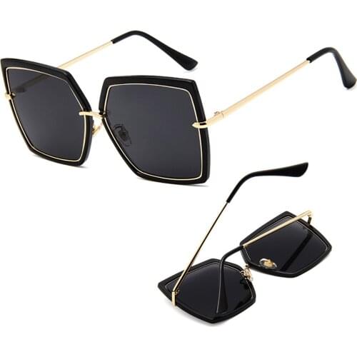 5 colors Alloy Gradient Sunglasses Women Cat Eye Square Metal Wrap Glasses Mirror UV400 Retro Ladies Sun Glasses