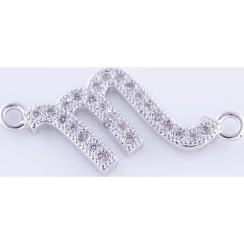 5 PCS Retro Zircon Scorpio Charms Beads For Bracelet Jewelry Making Diy Copper Micro Pave Constellation Charms Wholesale