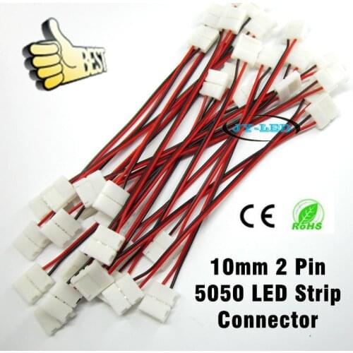 50pcs SMD 5050 LED strip single color LED pcb connector, 10mm 2 Pin 2 Ends LED strip connector, free shipping