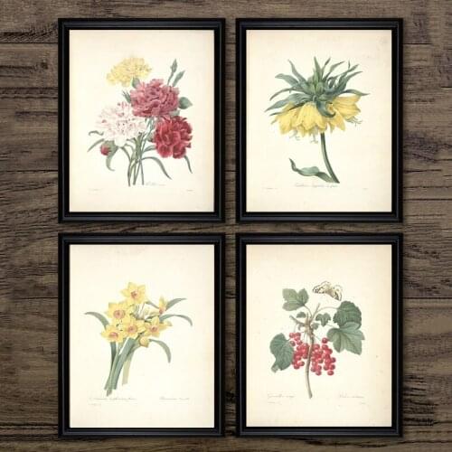 Antique Leaf Flower Canvas Posters Vintage Botanical Prints Home Office Studies Decor Wall Art Pictures Fruits Flowers Painting