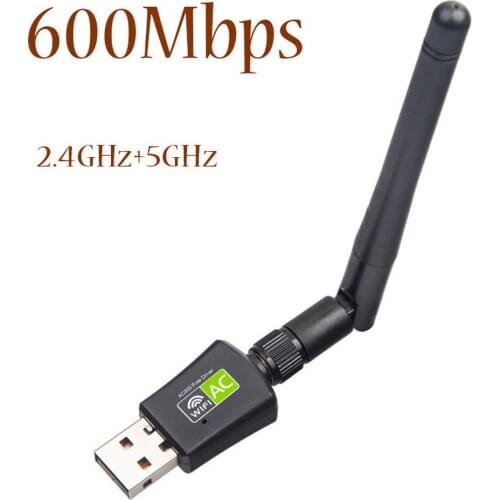 Wireless 600Mbps USB WiFi Adapter 2.4GHz 5GHz Dual Band With WiFi Antenna PC Computer Mini Network Card Receiver 802.11ac