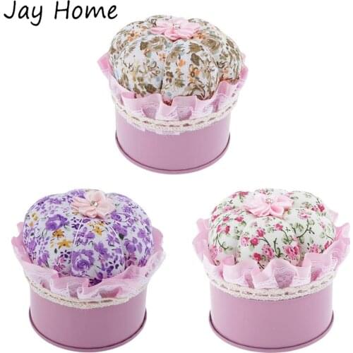 Floral Pumpkin Pin Cushion Wrist Pin Cushions with Storage Case Needle Pincushions for Sewing Quilting Needle Pins Holder