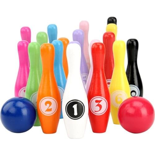 Wooden Bowling Set for Children with Numbers Family Game Party Supplies Intelligent Toy &T8