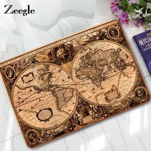 Zeegle World Map Home Rugs Non-slip Door Mats Floor Carpet for Living Room Doormat Kitchen Rug Bath Mat Soft Rug