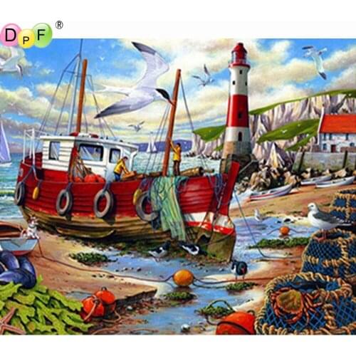 DPF diamond painting cross stitch sea DIY full square needlework diamond embroidery mosaic home decor kits handwork scenery