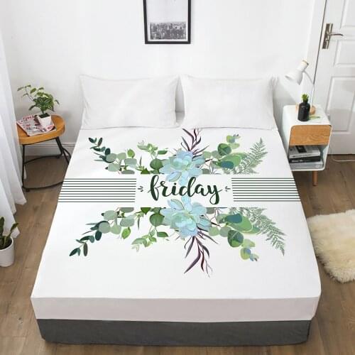 Elastic fitted sheet Bed sheet With An Elastic Band 150/180/200/160*200 Mattress Cover Bed cover 1pc Nordic leaf