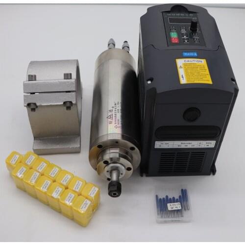 CNC milling spindle ER11 1.5KW water cooling spindle motor +1.5kw inverter+spindle support+ER11 collets+cnc engraving bits
