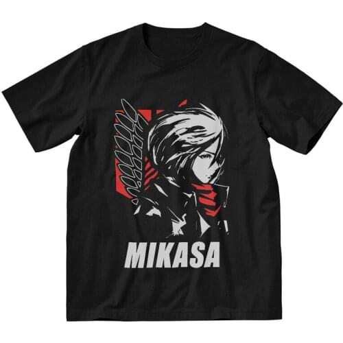 Vintage Mikasa Ackerman Attack On Titan T Shirt Mens Cotton T-shirt Novelty Tshirt Short Sleeve Shingeki no Kyojin Tee Tops