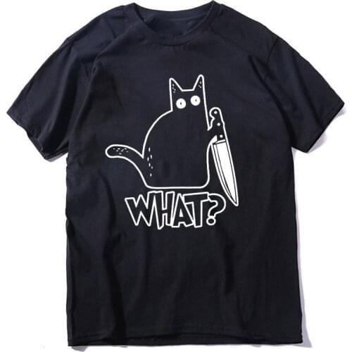 SCREEN PRINT 100% cotton short sleeve cool knife cat print men t shirt casual men Tshirt summer o-neck t-shirt men tee shirt
