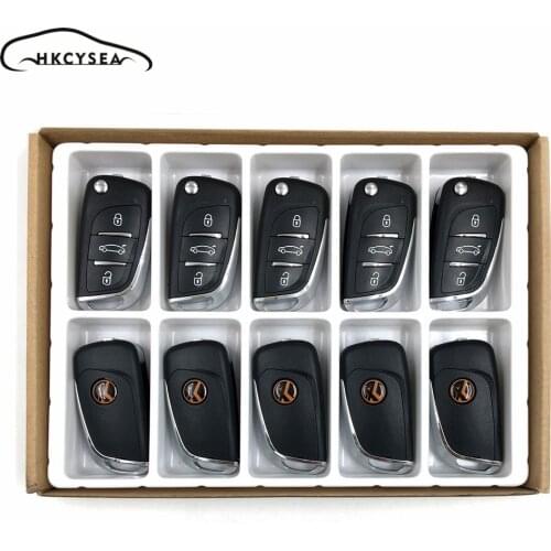 HKCYSEA 10pcs/lot Xhorse VVDI2 English Version Wireless Universal Remotes Key 3 Buttons DS Style for VVDI Mini Key Tool