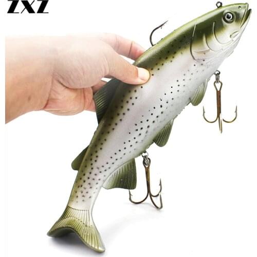 Simulation Deep Sea Big Fish 30cm 400g Large Gray Spot Fish minnow Trolling Boat Sea Fishing Lure Soft Bait with Treble Hooks