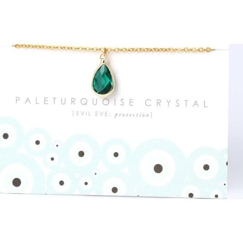 Wish Card 12 Lucky Color Water Rhinestone Drop Pendant Necklace for Women Jewelry Birthday Gift Jewelry with Card CN237